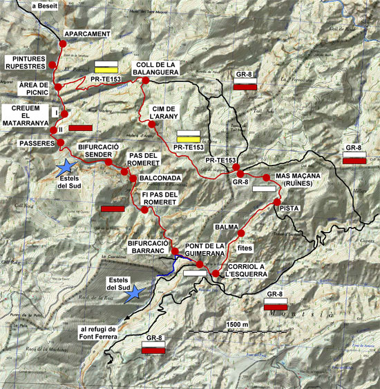 Plànol recorregut de la ruta El Parrissal - Moletes d'Arany