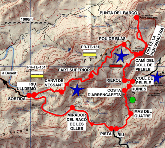 Plànol recorregut de la ruta La Penyagalera