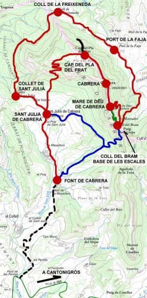 Plànol recorregut de la ruta Mare de Déu de Cabrera