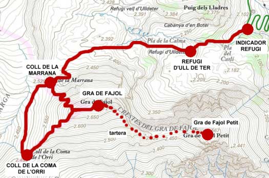 Plànol recorregut de la ruta Gra de Fajol