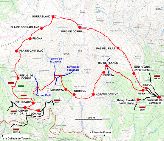 Plànol recorregut de la ruta Puig Dòrria